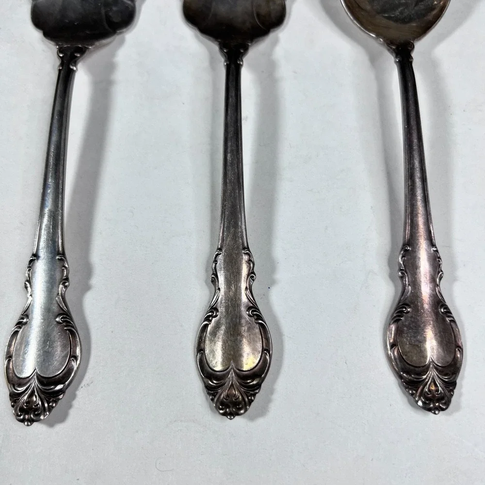 Holmes & Edwards I S Deep Silver Plated Serving Set of 3 Spoon Forks Scalloped